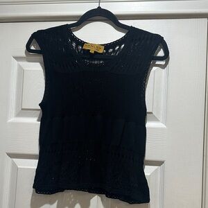 Hand-Knit Black Tank Top by